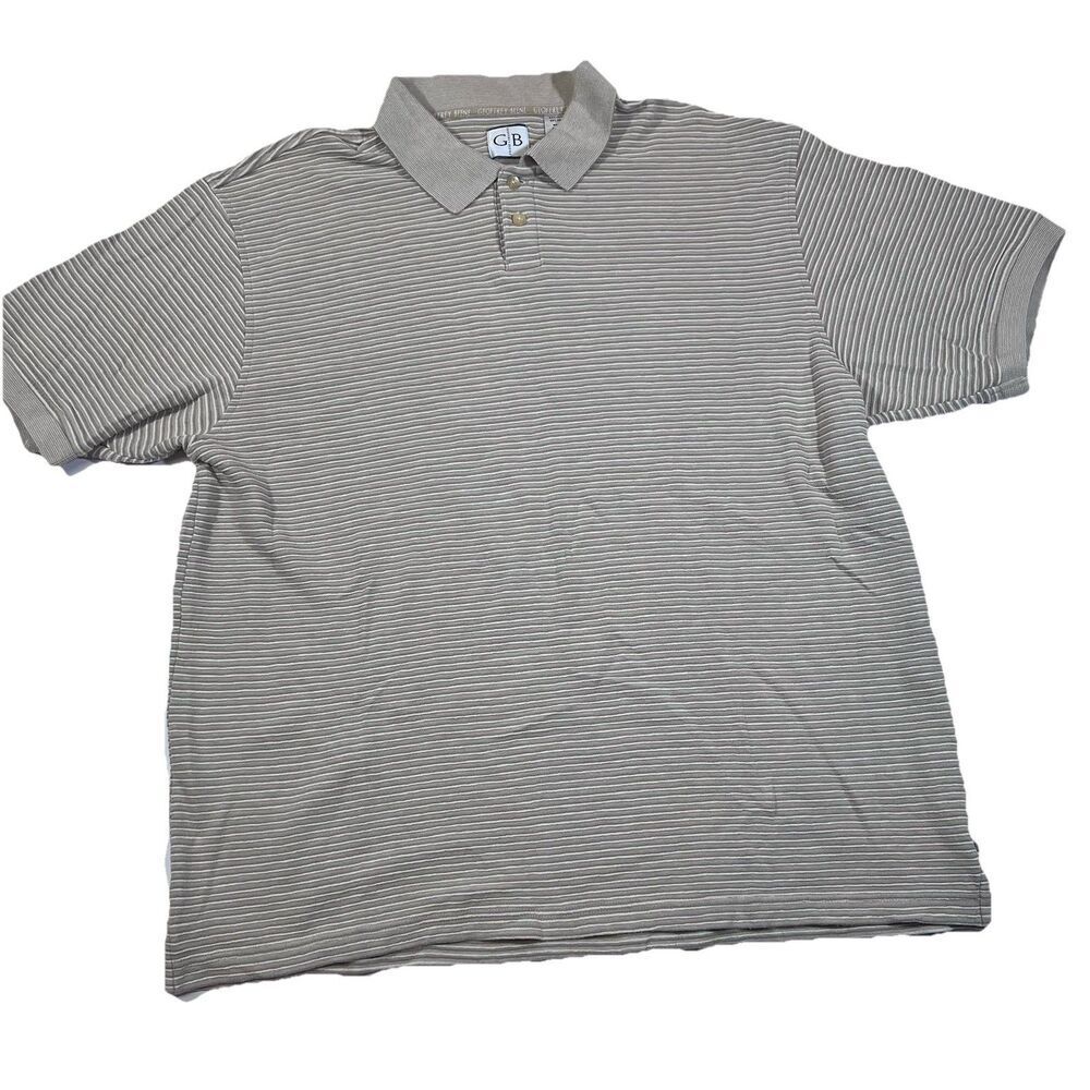 Geoffrey Beene Textured Striped Cotton Rayon Polo Shirt Men's XL